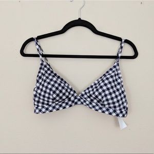 NWT J.Crew Factory Dark Blue Gingham Bikini Top
